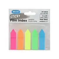 MAS 3662 Yapışkanlı Film Index 12 x 45 mm 25 Yaprak x 5 Adet - Karışık Renk
