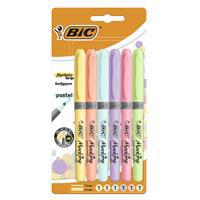 BİC Brite Liner Grip Fosforlu Kalem 6 Adet - Karışık Pastel Tonlar