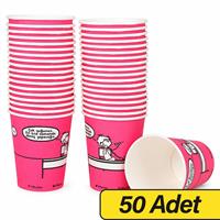 Ofix Karton Bardak Özel Baskılı 7 oz 180 ml 50 Adet - Fuşya