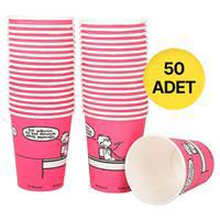 Ofix Karton Bardak Özel Baskılı 7 oz 180 ml 50 Adet - Fuşya