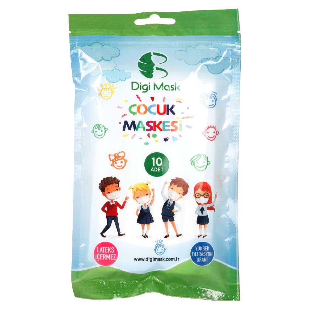 Digi Mask 3 Katlı Lastikli Cerrahi Çocuk Yüz Maskesi - 10 Adet