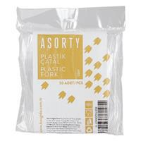 Asorty Uzay Plastik Çatal 50 Adet - Şeffaf