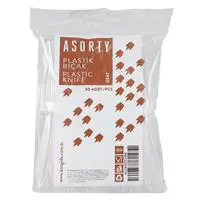Asorty Uzay Plastik Bıçak 50 Adet - Şeffaf