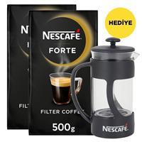 Nescafe Forte Öğütülmüş Filtre Kahve 500 g 2 Adet Alana Nescafe French Press Hediye