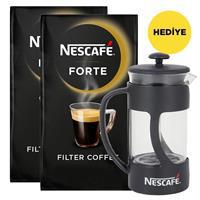 Nescafe Forte Öğütülmüş Filtre Kahve 250 g 2 Adet Alana Nescafe French Press Hediye