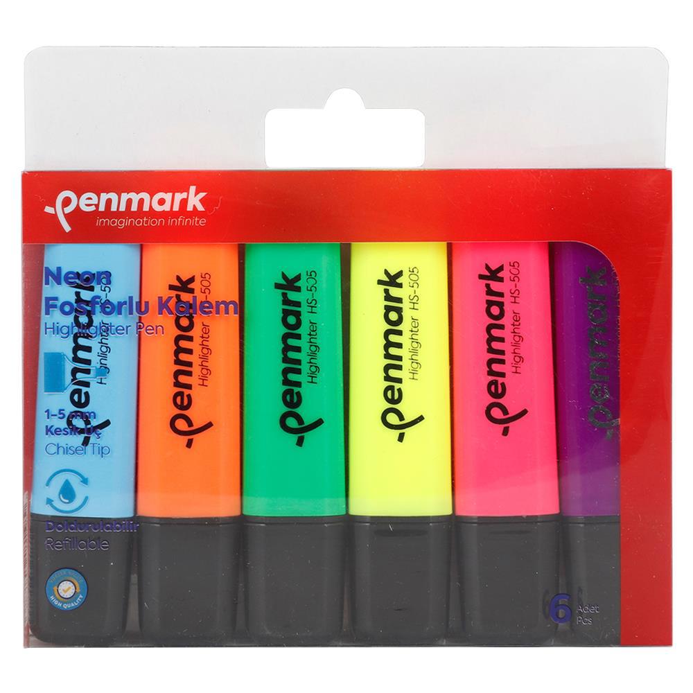Penmark HS-505 6N Fosforlu Kalem 6 Adet - Karışık Renk