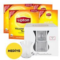 Lipton Yellow Label Demlik Poşet Çay 3.2 g x 500 Adet 2 Paket Alana Paşabahçe Aida Çay Bardağı 12 Adet Hediye