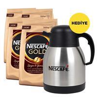 Nescafe Gold Kahve Poşet 500 g 4 Paket Alana Nescafe Termos Çelik 1.2 L Hediye