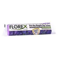 Florex 403 Büzgülü Çöp Poşeti Orta Boy 55 x 60 cm 10 Adet Lavanta Kokulu - Mor