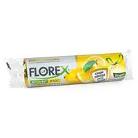 Florex 501 Büzgülü Çöp Poşeti Büyük Boy 65 x 70 cm 10 Adet Limon Kokulu - Sarı