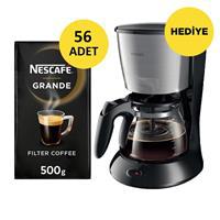 Nescafe Grande Filtre Kahve 500 g x 56 Adet Alana  Philips HD7462/20 Daily Collection Filtre Kahve Makinesi Hediye