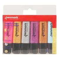 Penmark HS-505-6S Fosforlu Kalem 6 Adet - Karışık Renk (Metalik Simli)