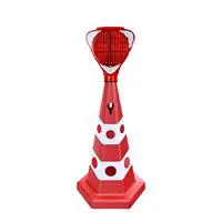 Ezeltech Kedi Gözlü Reklam Konisi Ağırlıklı - Solar Kırmızı Flaşör Lambalı