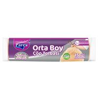 Parex Büzgülü Çöp Poşeti Orta Boy 55 x 60 cm 15 Adet - Vanilya