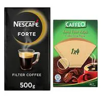 Nescafe Forte Öğütülmüş Filtre Kahve 500 g Alana Caffeo Filtre Kahve Kağıdı 1x4 80 Adet Hediye