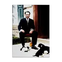 Atatürk ve Yavru Köpekler Kanvas Tablo 35 x 50 cm - (DK001216)