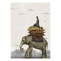 Fil ve Kadın Mini Kanvas Tablo 35 x 50 cm (MD000257)