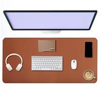  Black Deer Deri Mouse Pad Dikişli Kenar Çift Yönlü Kullanım Masa Matı Sümen 90x40 cm XL - Kahverengi