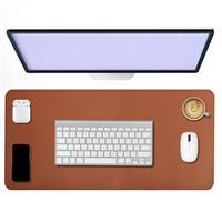  Black Deer Deri Mouse Pad Dikişli Kenar Çift Yönlü Kullanım Masa Matı Sümen 70x30 cm L - Kahverengi