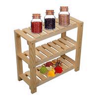  Wooden City Naturel Masa Tezgah Üstü Düzenleyici Organizer Banyo Mutfak Rafı - Ahşap 