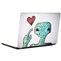 Kalp ve Uzaylı (LS0860) Laptop Sticker 15.6 İnch 38 x 27 cm