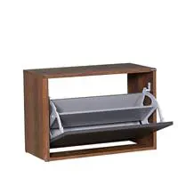 Adore SHC-110-OA-1 Step Oturaklı Ayakkabılık 60 x 42 x 30 cm - Koyu Ceviz - Antrasit