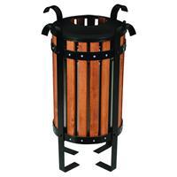 Şahnur Metal SN136 Ahşap Kaplamalı Lamalı Dış Mekan Çöp Kovası