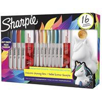 Sharpie 2164411 Fine Permanent Markör Set 16 Adet Kumbara Hediyeli Tek Boynuz - Karışık Renk