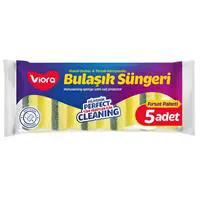 Viora Klasik Oluklu Bulaşık Süngeri - 5 Adet