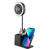 S-Link SL-M9055 TypeC 10W Kablosuz Şarj Cihazı Fanlı Kalemlikli Masa Lambası - Siyah 