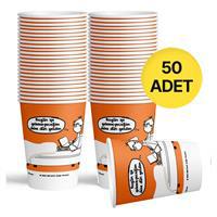Ofix Karton Bardak Özel Baskılı 7 oz 180 ml 50 Adet - Turuncu