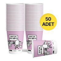 Ofix Karton Bardak Özel Baskılı 7 oz 180 ml 50 Adet - Lila