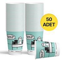 Ofix Karton Bardak Özel Baskılı 7 oz 180 ml 50 Adet - Su Yeşili