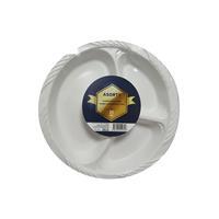 Asorty 3 Bölmeli Plastik Tabak - 25 Adet