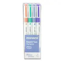 Monami Essenti Çift Taraflı Fosforlu Kalem 4 Adet - Karışık Renk (Vintage Garden)