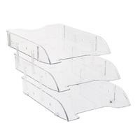 Kraf 829G Evrak Rafı Plastik Hareketli 3 Bölmeli - Şeffaf