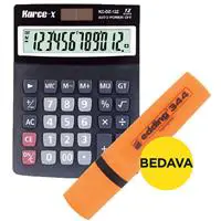  Karce-X KC-DZ-12Z Masaüstü Hesap Makinesi 12 Haneli Alana +  Edding 344 Fosforlu Kalem - Turuncu Bedava!