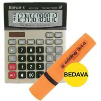  Karce-X KC-1210V Masaüstü Hesap Makinesi 12 Haneli Alana +  Edding 344 Fosforlu Kalem - Turuncu Bedava!