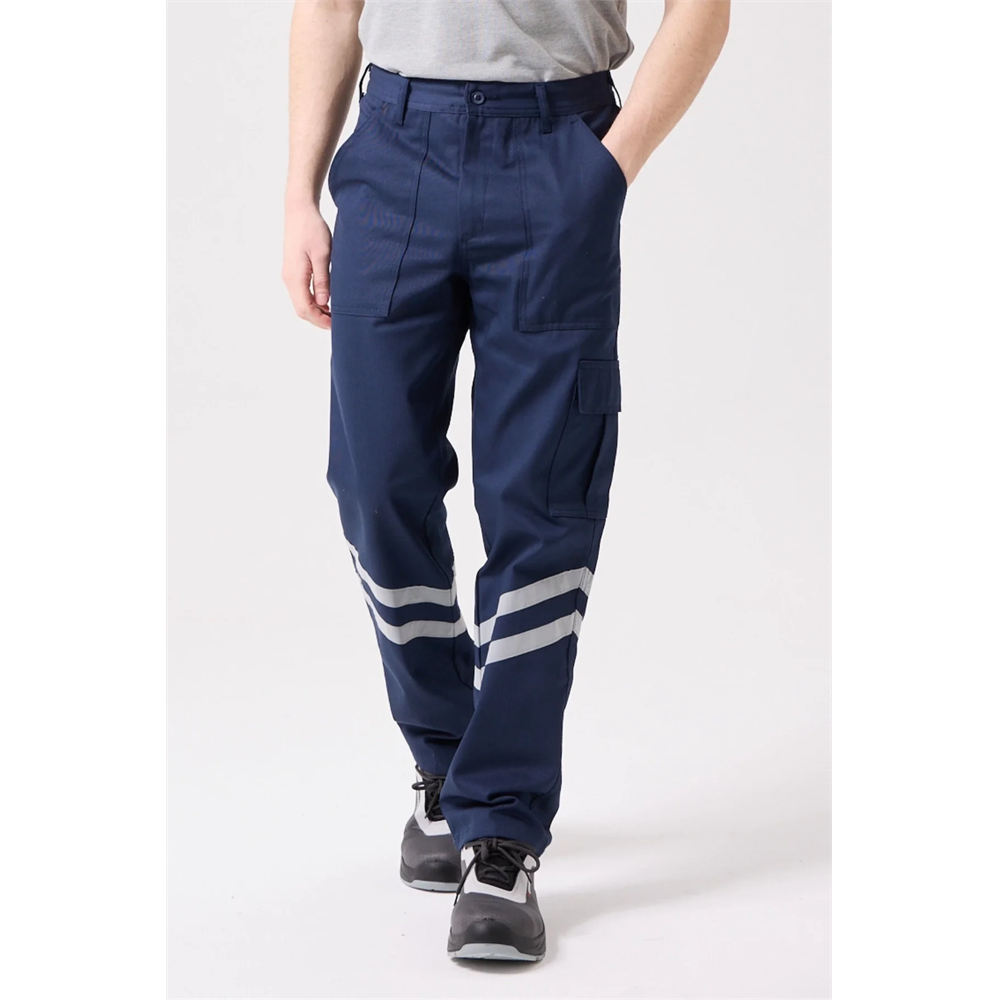 Royal Yazlık Reflektörlü İş Güvenlik Pantolonu 4 Cepli Hafif ve Dayanıklı LACİVERT M