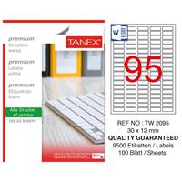 Tanex TW-2095 Yazıcı Etiketi 30 x 12 mm 9.500 Adet - Beyaz