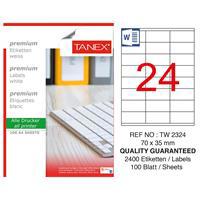 Tanex TW-2324 Yazıcı Etiketi 70 x 35 mm 2.400 Adet - Beyaz