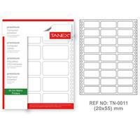 Tanex TN-0011 Yazıcı Etiketi Sürekli Form 20 x 55 mm - Beyaz