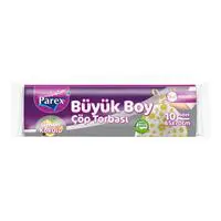 Parex Büzgülü Çöp Poşeti Büyük Boy 65 x 70 cm 10 Adet - Beyaz / Sarı