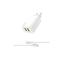 Shaza 2.4A Seyahat Şarj Adaptörü + Type C Kablo