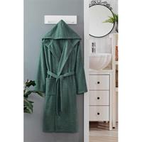 Kapüşonlu Unisex Banyo Bornozu %100 Soft Pamuklu Yeşil 2XL Yeşil