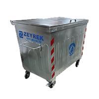Zeyrek Orijinal Galvaniz Metal Çöp Konteyneri Düz Kapaklı 770 Lt